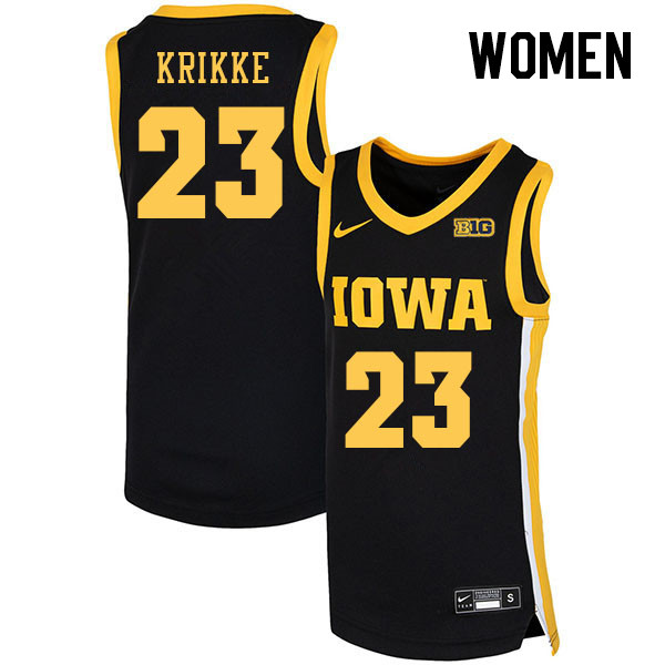 Women #23 Ben Krikke Iowa Hawkeyes College Basketball Jerseys Stitched Sale-Black
